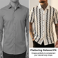 👔 LIMITED-TIME 50% RABATT! ✨ Retro-Geo-Strick-Shirt für Herren – Kurzarm, Atmungsaktiv, Kontrastkragen 🍂