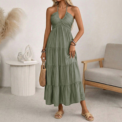 👗 LIMITED-TIME 50% RABATT! 💃 Maxikleid mit Neckholder & Rückenfreiem Ausschnitt – Fließend, Stufig, Atmungsaktiv 🌴