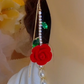 🌹 LIMITED-TIME 50% RABATT! ✨ Rote Rosen-Ohrstecker mit Kristallstiel – Threader-Design, Mikro-Intarsie, Elegant 🍃