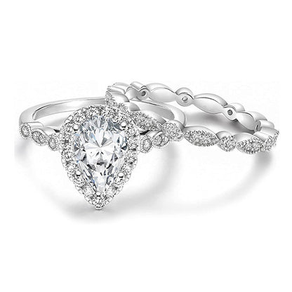 💍 LIMITED-TIME 50% RABATT! ✨ Verlobungsring-Set mit Birnen-Schliff – Vintage, Zirkon, Stapelbar 👑