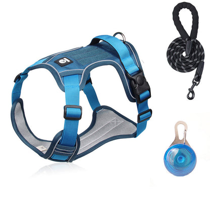 📢📢50% OFF !! ⏰ No‑Pull Dog Harness Kit with Leash & LED Collar – Escape‑Proof, Breathable Padding & Night Visibility 💡