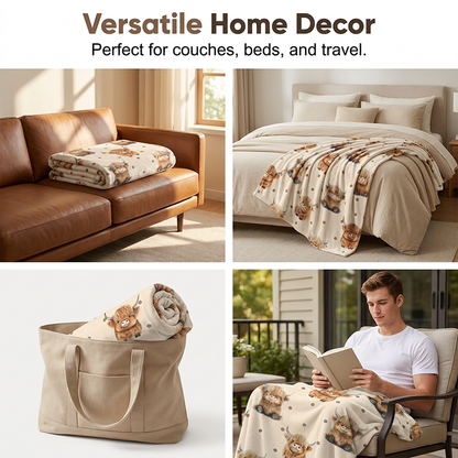 📢📢50% OFF !!⏰🐮Ultra-Soft Printed Flannel Throw Blanket