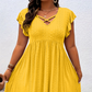 📢📢Limitiertes Angebot – 50 % Rabatt !! ⏰Damenkleid mit V-Ausschnitt und Rüschenbesatz