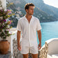 🌴 LIMITIERTE ZEIT: 50% RABATT! ✨ Texturiertes Herren-Camp-Collar-Hemd – Knitter-Effekt, Bügelfrei, Sommer 🏖️