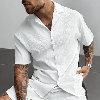🌴 LIMITIERTE ZEIT: 50% RABATT! ✨ Texturiertes Herren-Camp-Collar-Hemd – Knitter-Effekt, Bügelfrei, Sommer 🏖️