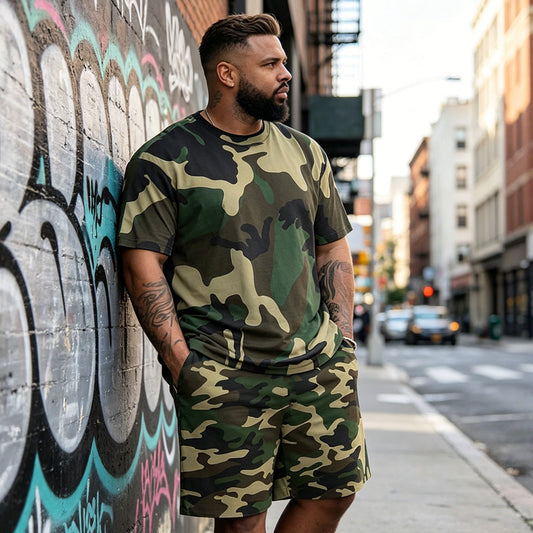 🎽 LIMITIERTE ZEIT: 50% RABATT! ✨ Herren Camo T-Shirt & Shorts Set – Koordiniert, Locker, Sommer 🌲