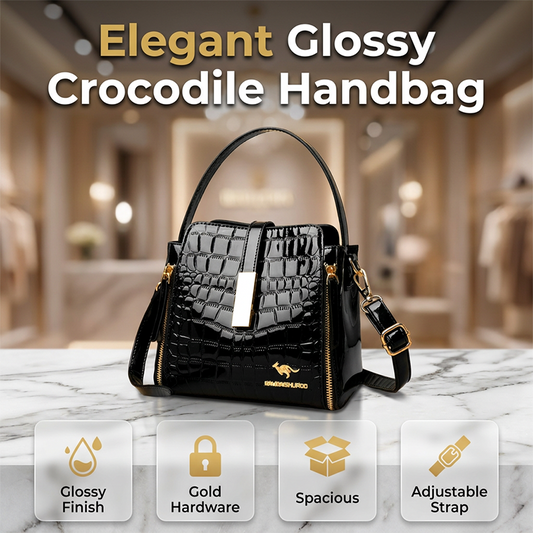 👜 LIMITIERTES ANGEBOT 50% RABATT! ✨ Glänzende Krokotaschen-Damentasche – Elegant, Strukturiert, Vielseitig 💼