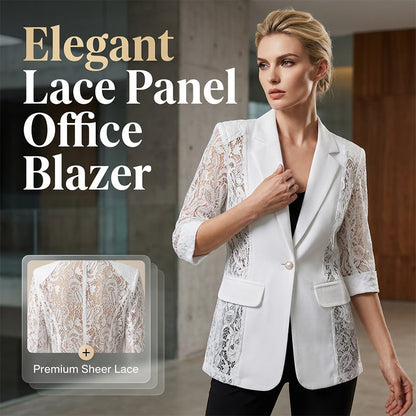 🌹 50 % RABATT JETZT! 🌹Weißer Spitzen-Blazer – Slim Fit, 3/4-Ärmel & Eleganz für Tag & Nacht – Leicht, luftig – perfekt für Hochzeiten, Büro oder besondere Abende 👑