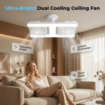 🔥JETZT 50 % RABATT!🔥 Deckenventilator mit Doppelkopf und LED-Licht – modernes Design mit Fernbedienung für Wohnzimmer & Schlafzimmer