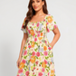 ⏰Sommer Heißer Verkauf 50% RABATT💃Geblümtes Smock-Kleid mit eckigem Ausschnitt und Taschen