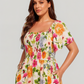 ⏰Sommer Heißer Verkauf 50% RABATT💃Geblümtes Smock-Kleid mit eckigem Ausschnitt und Taschen