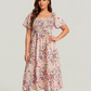 ⏰Sommer Heißer Verkauf 50% RABATT💃Geblümtes Smock-Kleid mit eckigem Ausschnitt und Taschen