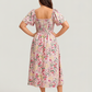 ⏰Sommer Heißer Verkauf 50% RABATT💃Geblümtes Smock-Kleid mit eckigem Ausschnitt und Taschen