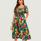 ⏰Sommer Heißer Verkauf 50% RABATT💃Geblümtes Smock-Kleid mit eckigem Ausschnitt und Taschen