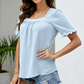 🌸 50 % RABATT JETZT! 🌸Damen Quadratischer Ausschnitt Rüschenbluse Kurzarm Oberteil