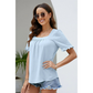🌸 50 % RABATT JETZT! 🌸Damen Quadratischer Ausschnitt Rüschenbluse Kurzarm Oberteil