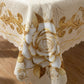 📢📢50% OFF !! ⏰ 🍽️ Waterproof Gold Rose Tablecloth – Embossed Effect, Stain-Resistant & Elegant for Dining ✨