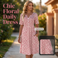 📢📢50% OFF !! ⏰ Women's Casual V-Neck Print Dress with Pockets – Floral Design & Functional Side Pockets 🌸