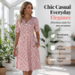 📢📢50% OFF !! ⏰ Women's Casual V-Neck Print Dress with Pockets – Floral Design & Functional Side Pockets 🌸