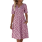 📢📢50% OFF !! ⏰ Women's Casual V-Neck Print Dress with Pockets – Floral Design & Functional Side Pockets 🌸