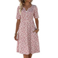 📢📢50% OFF !! ⏰ Women's Casual V-Neck Print Dress with Pockets – Floral Design & Functional Side Pockets 🌸