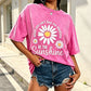 📢📢50% OFF !! ⏰ Daisy Print Washed Tee – Breathable Blend & Effortless Fit ☁️