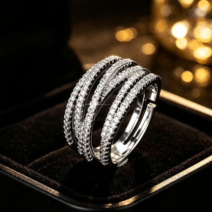 📢📢50% OFF !! ⏰🎉 2026 Sale — Over 32,300 Sold 💫 Adjustable Multi-Band Crossover Ring – Fashion Jewelry ✨