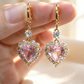 📢📢50% OFF !! ⏰🎉 2026 Sale — Over 45,000 Sold!💎 Sparkling Heart-Shaped Drop Rhinestone Earrings – Gold Tone Pink Heart Dangle Earrings 💕