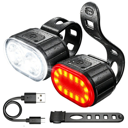 📢📢50% OFF !! ⏰🎉 2026 Sale — Over 32400 Sold! ⏳ USB Rechargeable Bike Light Set｜Bright Front Light & Rear Warning Light, Waterproof Cycling Lamp 🚲🔦✨