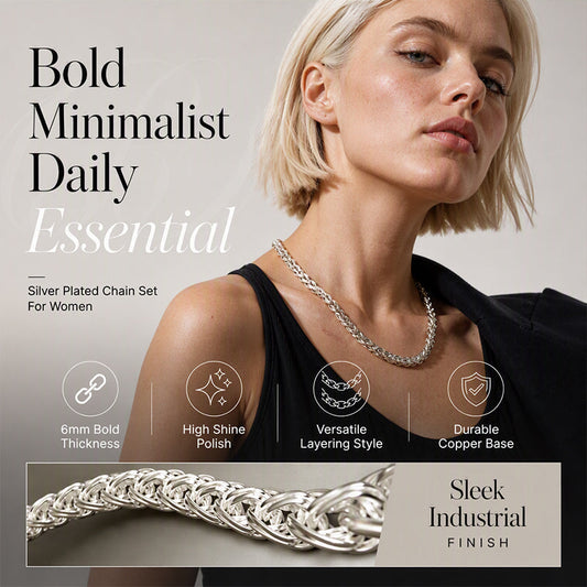 📢📢50% OFF !! ⏰Elegant Silver-Tone Braided Wheat Chain Necklace