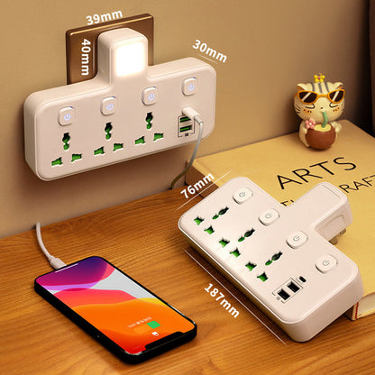 📢📢50% OFF !! ⏰ 🔌 Connecting Socket with Type-C Charging Plug – 2 USB Ports, Night Light Option & Worldwide Plug Compatibility ✨