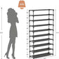 📢📢50% OFF !!⏰ 👟 10-Tier Vertical Shoe Rack Organizer – Space-Saving Design, Large Capacity & Bonus Side Hooks 🏠