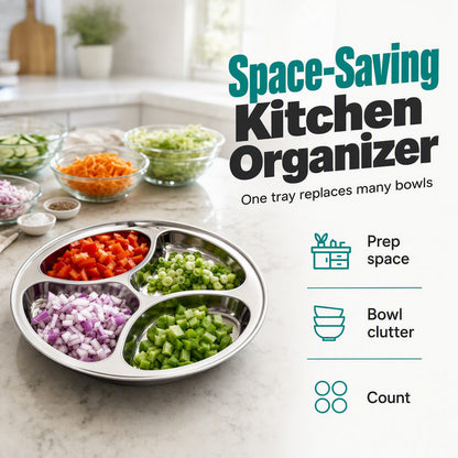 📢📢40% OFF !!⏰️4-Compartment Prep Plate for Kitchen Organization