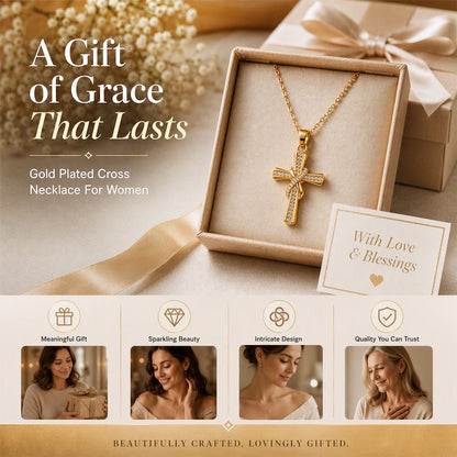 📢📢50% OFF !! ⏰✨ Women's Sparkling Twisted Knot Cross Pendant Necklace