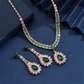 📢📢50% OFF !! ⏰💎 Zircon Jewelry Set – Necklace & Drop Earrings for Women – Pink & Green Design, Premium Copper Base ✨