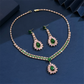 📢📢50% OFF !! ⏰💎 Zircon Jewelry Set – Necklace & Drop Earrings for Women – Pink & Green Design, Premium Copper Base ✨