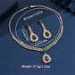 📢📢50% OFF !! ⏰💎 Zircon Jewelry Set – Necklace & Drop Earrings for Women – Pink & Green Design, Premium Copper Base ✨