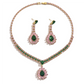 📢📢50% OFF !! ⏰💎 Zircon Jewelry Set – Necklace & Drop Earrings for Women – Pink & Green Design, Premium Copper Base ✨
