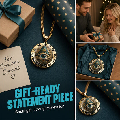📢📢50% OFF !! ⏰👁️ Vintage All Seeing Eye Pendant Necklace – Intricate Motif, Lightweight Zinc Alloy & Versatile Style ✨
