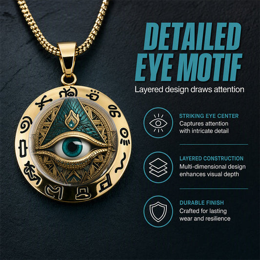 📢📢50% OFF !! ⏰👁️ Vintage All Seeing Eye Pendant Necklace – Intricate Motif, Lightweight Zinc Alloy & Versatile Style ✨