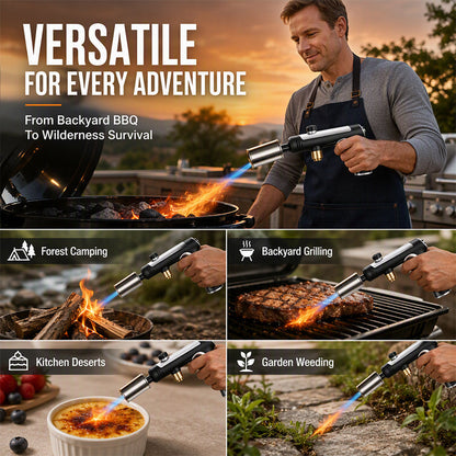 📢📢50% OFF !!⏰💨 Windproof Torch Lighter – 1800°C Propane Flame, 3-Second Ignition & Adjustable Searing Power 🥩