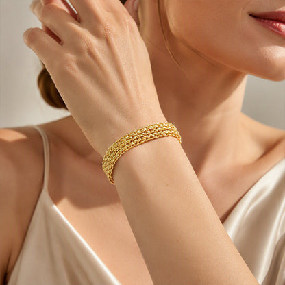 📢📢50% OFF !!⏰14K Gold-Plated Wide Woven Mesh Bracelet