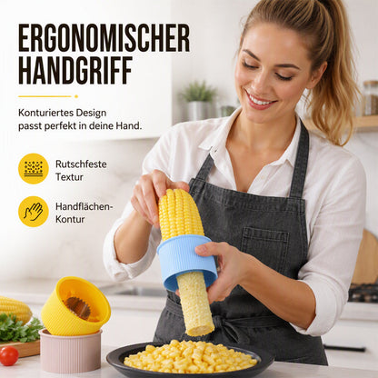 📢📢50% OFF !! & BUY 1 GET 1 FREE⏰Manual corn kernel remover: run the cob through the stainless steel blade and rows of kernels slide off in seconds — no knife, no mess, no flying grains.