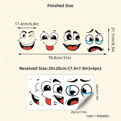 📢📢50% OFF !! ⏰️ 4 Sheets Funny Smiley Face Stickers