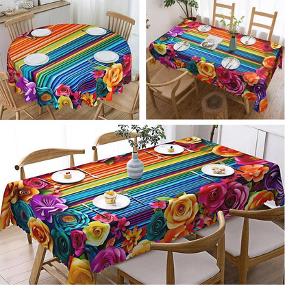📢📢40% OFF !!⏰️Waterproof Floral Print Tablecloth for Dining & Parties