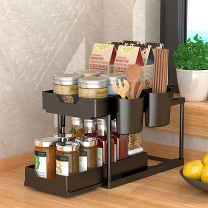 📢📢40% OFF !!⏰️2-Tier Under Sink Organizer with Hooks