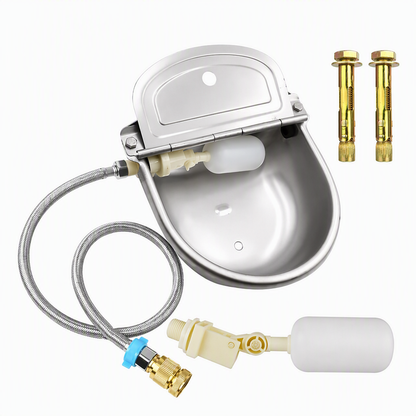 📢📢40% OFF !! ⏰Automatic 304 Stainless Steel Drinking Bowl with Float and Drain Hole for Cattle Horses Sheep and Dogs 🤖