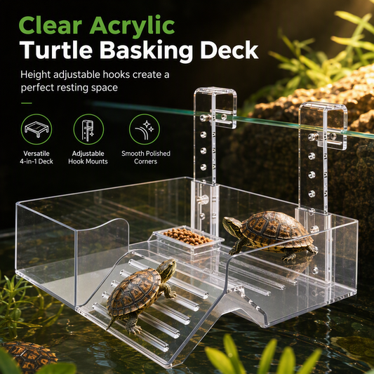 📢📢50% OFF !! ⏰ Hanging Turtle Basking Platform – Clear Acrylic Non-Slip Ramp, Built-In Feeding Trough & Adjustable Mount – Multi-Zone Resting Deck for Healthy Shell Growth 🐢