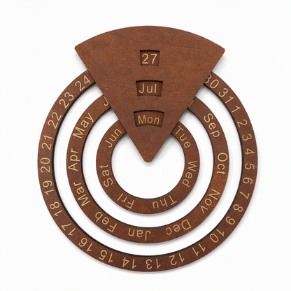 📢📢50% OFF !! ⏰Circular Wooden Rotating Perpetual Calendar – Artistic, Interactive, Timeless ✨