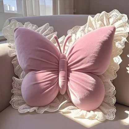 📢📢50% OFF !! ⏰Elegant Butterfly-Shaped Throw Pillow with Lace Trim